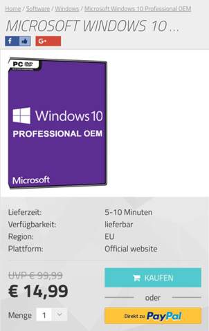 Günstige WINDOWS 10 Lizenz (PC)?