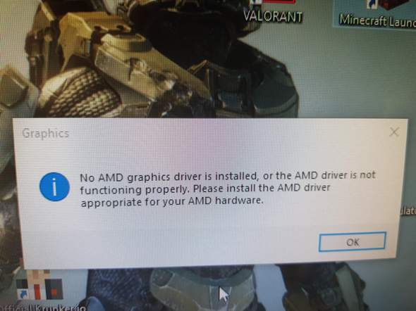 "no amd graphics driver is installed or the amd driver is not functioning properly" fehler...