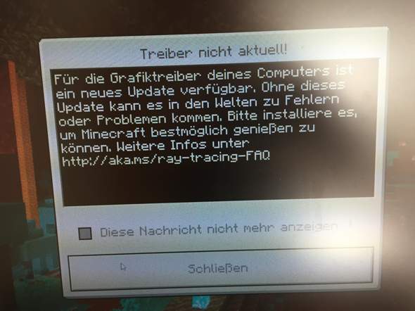 Treiber ist aktuell aber Minecraft sieht es nicht ein?