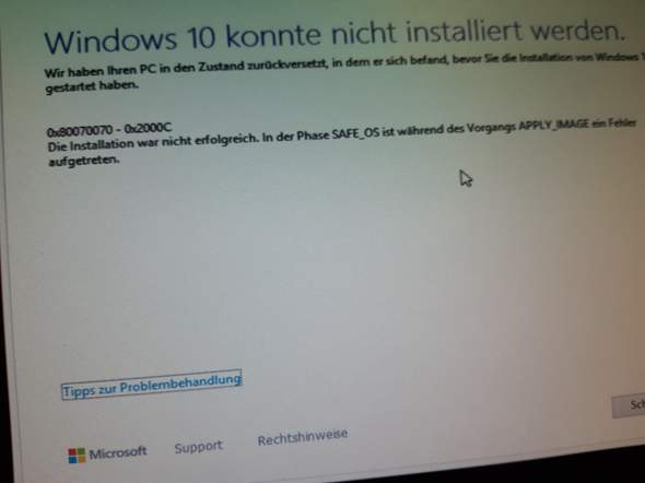 Windows 10 Upgrade Problem safe os aply image?