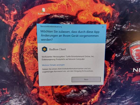 Bei wim 10 wird bei einem user account nicht die möglichkeit angezeigt, die app mit...