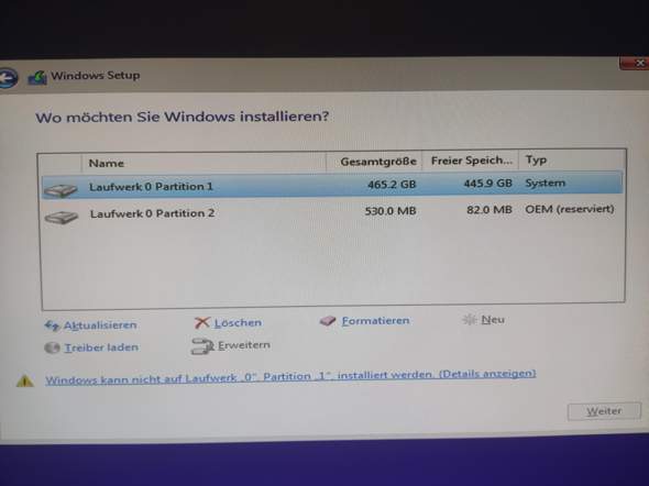 Windows kann nicht installiert werden?