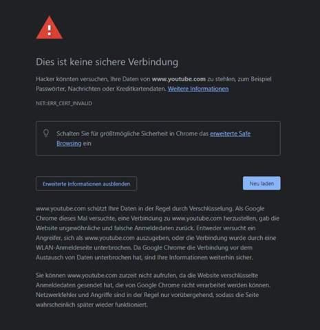 Fehlermeldung Google Chrome Browser?