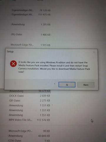 Media feature N- KN- Version von Windows 10 installiert geht nicht?