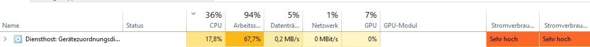Gerätezuordnungsdienst verbraucht Unmengen an Arbeitsspeicher?