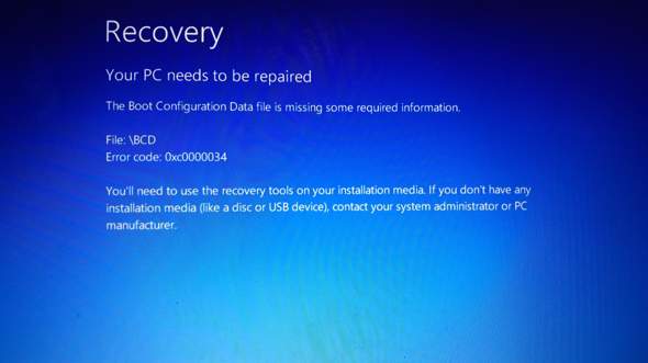 Windows 10 "Your computer needs to be repaired"?