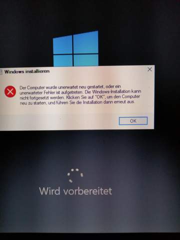 Windows 10 Formatierung, Fehler. Was machen?