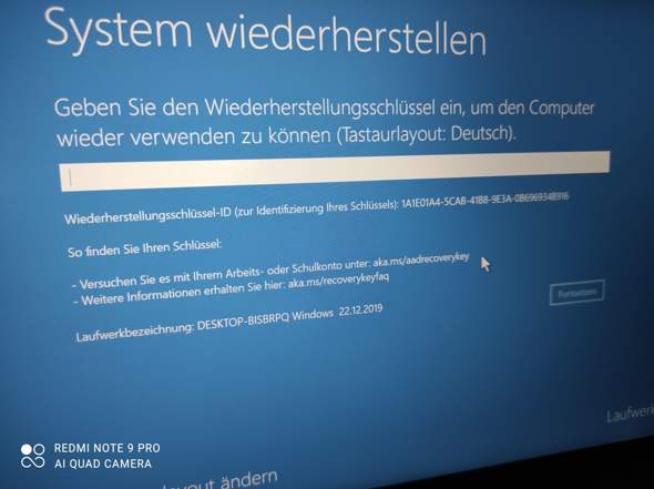 Windows Wiederherstellungsschlüssel?