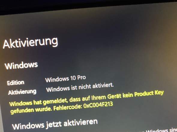 Windows 10 pro Lizenz Problem?