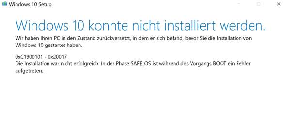 Windows 10 konnte nicht installiert werden?