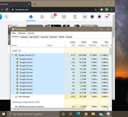 Warum benötigt Google Chrome elf Instanzen, um lediglich Facebook geöffnet zu haben?