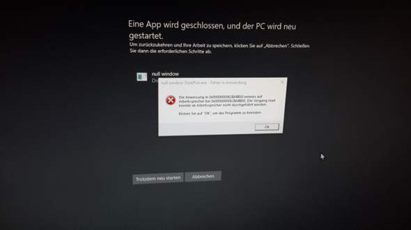 Wie kann ich dieses Windows-Problem beheben (Null Window)?