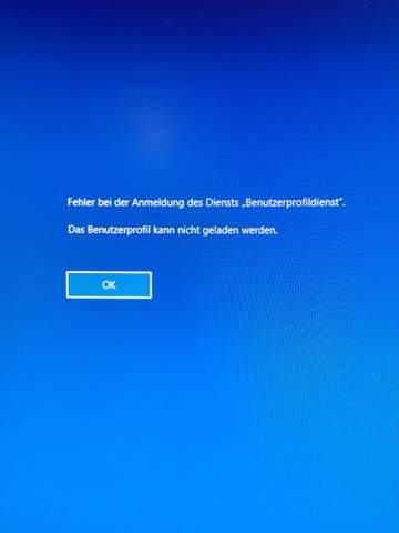 Fehler bei der Anmeldung des Diensts "Benutzerprofildienst" Benutzerprofil konnte nicht...