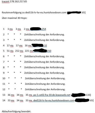 tracert - Befehl zeigt "Zeitüberschreitung der Anforderung an"?