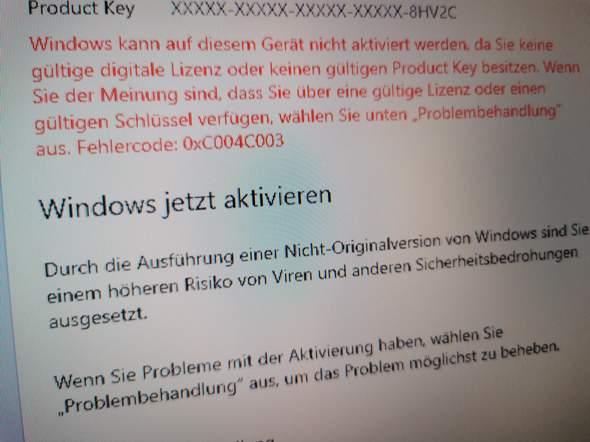 Windows 10 aktivieren! Eigentlich war schon Windows 10 home drauf aber jetzt steht dort...