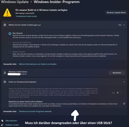 Geht ein Cleaninstall von Win 10 wenn man in Win 11 insider Preview dev Chanel steckt?