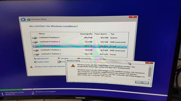 Windows 10 kann nicht auf SSD installiert werden?