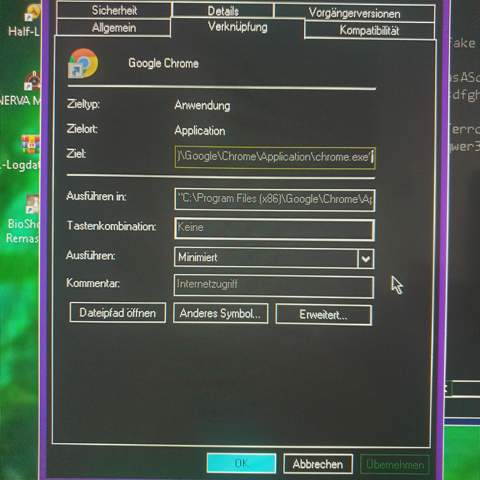 Warum lässt sich chrome nich minimiert öffnen?