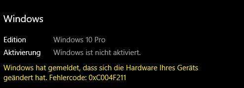 Erneute Windows-Aktivierung nach Hardwaretausch nicht möglich?