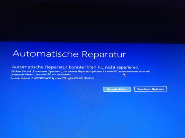 Beim PC anschalten automatische Reperatur die immer fehlschlägt?