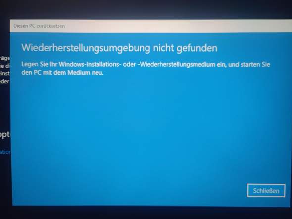 Wiederherstellungsumgebung nicht gefunden & reagentc.exe?