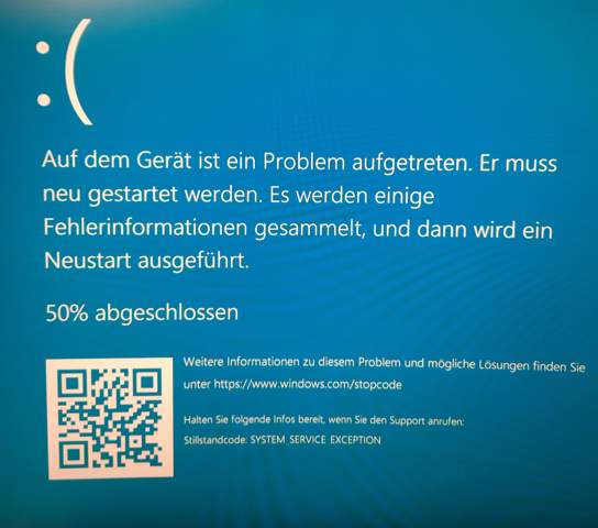Auf diesem Gerät ist ein Fehler aufgetreten?