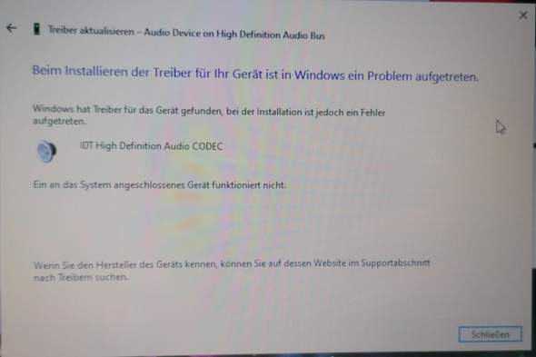 Laptop erkennt nach Win10 Neuinstallation keine Audiogeräte?