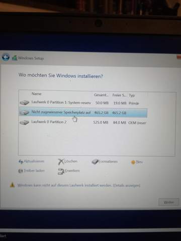 Warum kann ich Windows auf keiner Partition installieren?