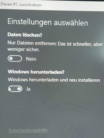 Windows zurücksetzen?