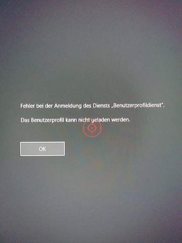 Fehler bei der anmeldung des diensts benutzerprofildienst beheben?