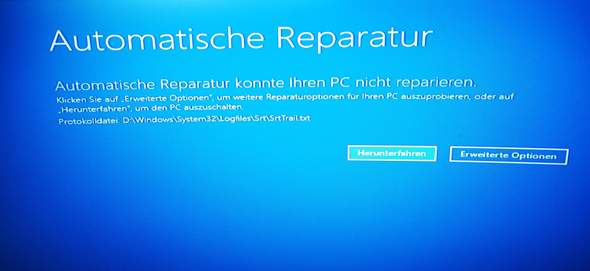 "Automatische Reparatur konnte ihren PC nicht reparieren" nach anschalten des PCs?