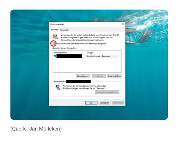 Windows 10 Passwort deaktivieren für automatischen Start?