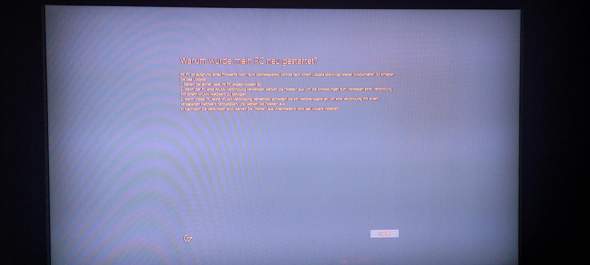 Fehlermeldung warum wurde mein pc neu gestartet nach zurücksetzen?