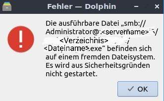 Ausführbare datei (.exe) per SMB auf anderem System (Lubuntu) öffnen?