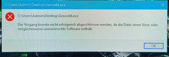 Windows Programm wird wegen Virus nicht ausgeführt?