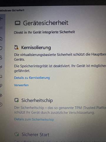 Windows 11 Kernisolierung kann nicht aktiviert werden?