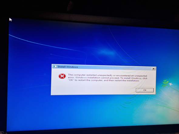 Fehlermeldung bei Windows Installation?