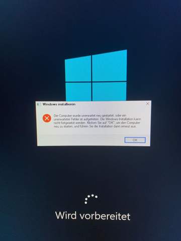 Pc resetted aber Problem bei Windows installieren?