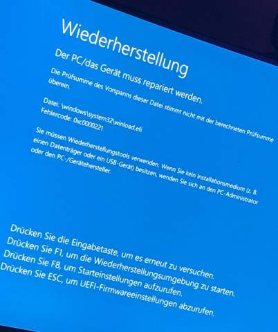 Wiederherstellung Windows 10?