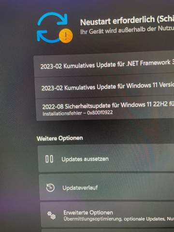 Windows 10/11 Fehlercode 0x800f0922?