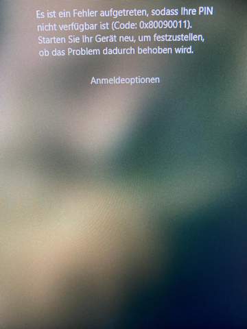 Pin nicht verfügbar?