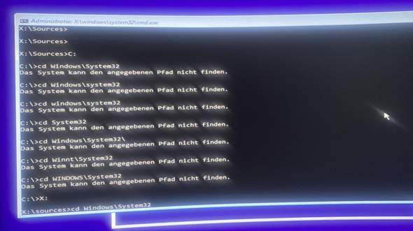 Kann System32 Ordner nicht finden?