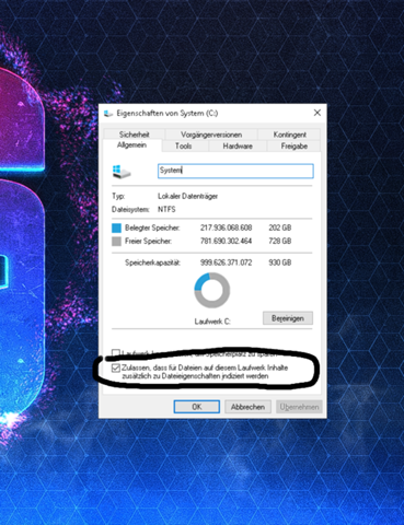 win 10 dateien indiziert werden deaktivieren?
