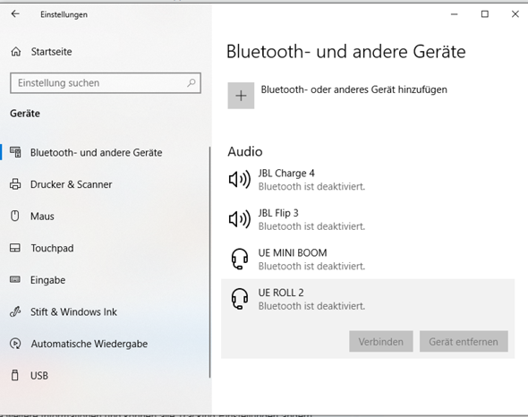 Bluetooth Windows 10 kein Ein- & Aus-Button?