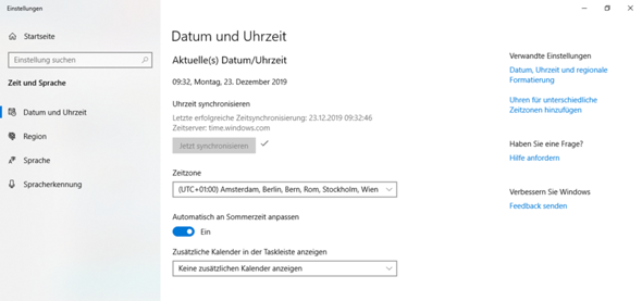 Windows 10 Datum manuell einstellen?