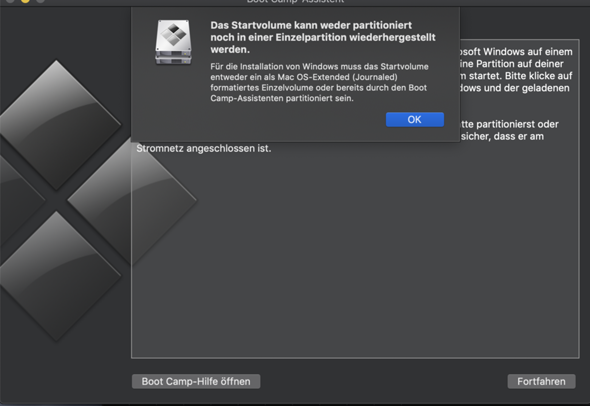 Windows Installation auf Mac fehlgeschlagen. Was nun?