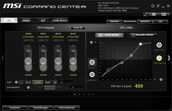 MSI Mainboard B450 A-Pro Command Center spinnt?