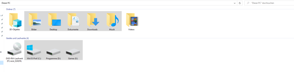 "Dieser PC Ordner" Standartansicht?
