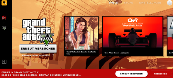 GTA V Installation fehlgeschlagen Rockstar Games Launcher?