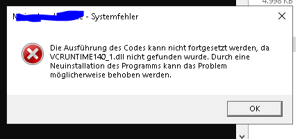 VCRUNTIME140_1.dll fehlt was tun?
